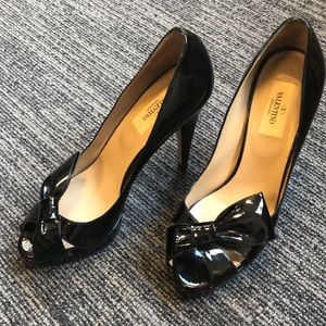 Valentino Couture Side Bow Platform Peep Toe